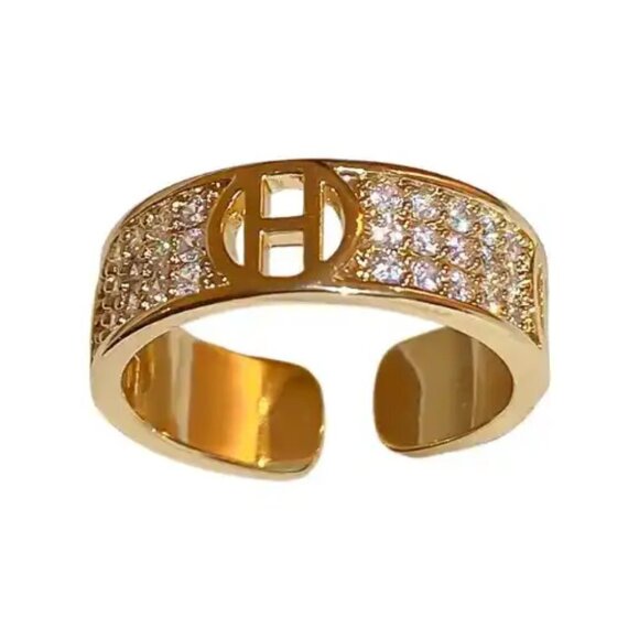 Jewelry - Gold Rhinestone Letter H Ring